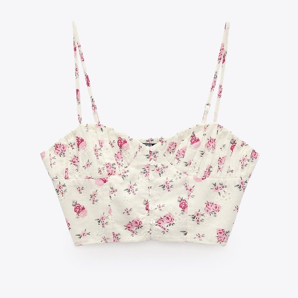 Zara Tops - ZARA FLORAL LINEN BLEND CORSET TOP